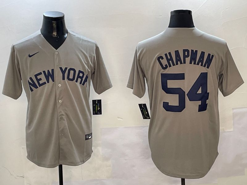 Men New York Yankees #54 Chapman Grey Game 2024 Nike MLB Jersey style 01083